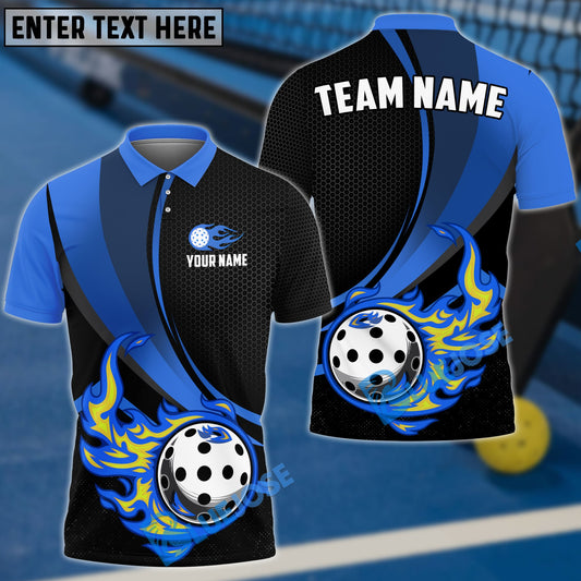 BlueJose Pickleball Fire Curve Line Personalized Name, Team Name Unisex Shirt (4 Colors)