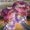 BlueJose Bowling And Pins Art Of Painting Multicolor Customized Name 3D Shirt (4 Colors)