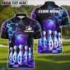 BlueJose Bowling And Pins Galaxy Neon Ball and Pins Customized Name, Team Name 3D Shirt (4 Colors)