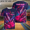 BlueJose Bowling And Pins Neon Strike Customized Name, Team Name 3D Shirt (4 Colors)