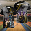 BlueJose Bowling And Pins Basic Thunder Customized Name 3D Shirt (4 Colors)