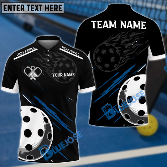 BlueJose Pickleball Fire Line Personalized Name, Team Name Unisex Shirt (3 Colors)