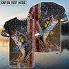 Bluejose Personalized Largemouth Bass American Flag Fishing 3D Shirts