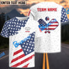 BlueJose Pickleball American Flag Personalized Name, Team Name Unisex Shirt