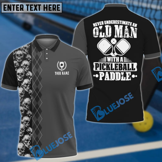 BlueJose Personalized Name, Team Name Never Underestimate An Old Man Pickleball 3D Shirt