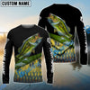 Bluejose Custom Largemouth Bass Fishing Jerseys, Personalized Bass Fishing Scales Fishing Long Sleeve Shirts