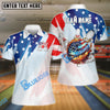 BlueJose Bowling And Pins American Flag Flame Personalized Name 3D Shirts