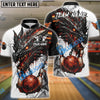 BlueJose Bowling & Pins Fire Dragon Chained Customized Name, Team Name 3D Shirt (4 Colors)