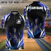 BlueJose Bowling And Pins Flame Thunder Pattern Customized Name, Team Name 3D Shirt (4 Colors)