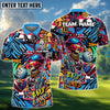 BlueJose Golf Funny Skull Colorful Graffiti Customized Name, Team Name 3D Shirts (4 Colors)