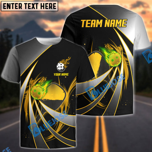 BlueJose Pickleball Tornado Pattern Personalized Name, Team Name Unisex Shirt (4 Colors)