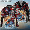 Bluejose Redfish Fishing American Flag Grunge Red Scratch Custom Name & Team Name 3D Shirts