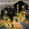 BlueJose Bowling And Pins Gold Flame Crown Design Royal Style Customized Name, Team Name 3D Shirt (4 Colors)