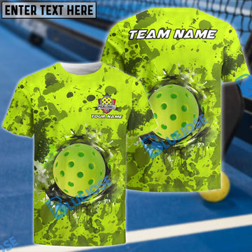 BlueJose Custom Neon Green Splatter Pickleball Personalized Name, Team Name Unisex Shirt