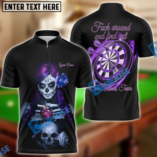 BlueJose Darts Purple Girl & Skull Personalized Shirt