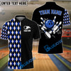 BlueJose Bowling Argyle Strikes Customized Name, Team Name 3D Shirt (4 Colors)