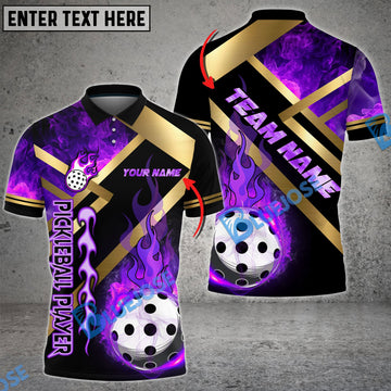 BlueJose Pickleball Metal And Fire Personalized Name, Team Name Unisex Shirt (4 Colors)