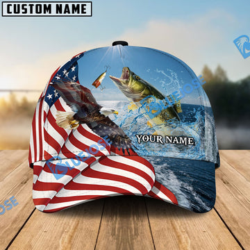 BlueJose Eagle Flag Walleye Fishing Classic Cap