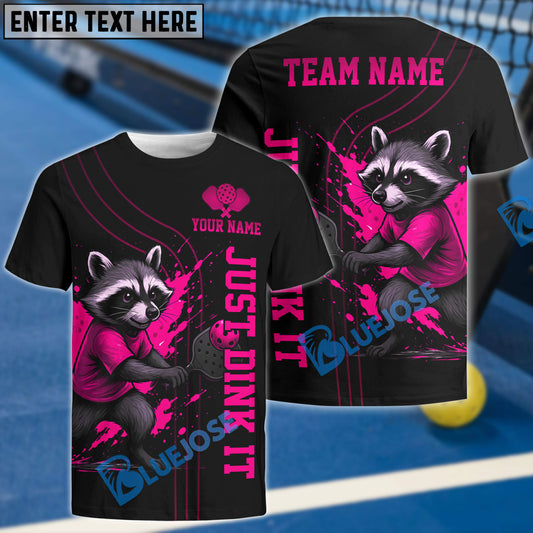 BlueJose Pickleball Just Dink It Raccoon Halloween Customized Name & Team Name 3D Shirts