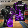 BlueJose Bowling And Pins Flame Wolf Multicolor Customized Name 3D Shirt (4 Colors)
