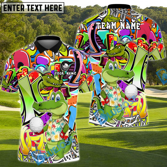 BlueJose Golf Crocodile Cartoon Custom Name & Team Name 3D Shirts