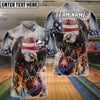 BlueJose Bowling US Flag Eagle Flame Customized Name, Team Name 3D Shirt