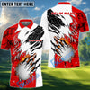 BlueJose Golf Flame Monster Hand Customized Name, Team Name 3D Shirts (4 Colors)