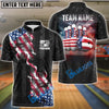 BlueJose Bowling Amrican Flag Retro Smoke 2 Customized Name, Team Name 3D Shirt
