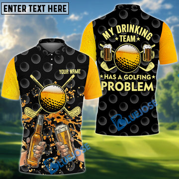BlueJose Funny Golf Beer Polo Shirt, Custom Name & Team Name 3D Shirts