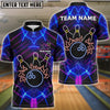 BlueJose Bowling And Pins Neon Light Style Customized Name, Team Name Shirt For Kids