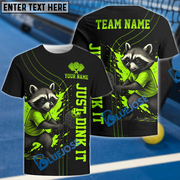 BlueJose Pickleball Just Dink It Raccoon Halloween Customized Name & Team Name 3D Shirts