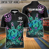BlueJose Bowling Neon Bowling Ball Strike Funny Customized Name, Team Name 3D Shirt (4 Colors)
