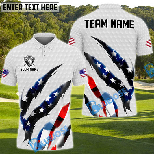 BlueJose Golf US Flag Crack Multicolor 3D Shirts (2 Colors)
