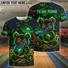 BlueJose Bowling And Pins Scary Teddy Bear With X Eye Customized Name, Team Name 3D Shirt (4 Colors)