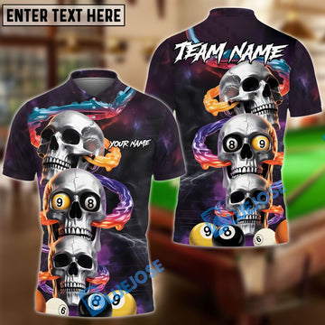 BlueJose Billiards Dark Skull 8 Ball 9 Ball Customized Name, Team Name 3D Shirt