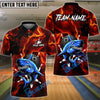 BlueJose Bowling And Pins Shark Storm Customized Name, Team Name 3D Shirt (4 Colors)