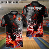 BlueJose Bowling And Pins Volcano Lava Explosion Lightning Customized Name, Team Name 3D Shirt (4 Colors)