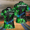 BlueJose Bowling And Pins Green Black Lightning Panther Customized Name, Team Name 3D Shirt