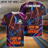 BlueJose Bowling Neon Strike Spare Quote Customized Name, Team Name 3D Shirt (4 Colors)