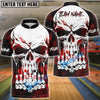 BlueJose Bowling And Pins Haunted Skull Multicolor Customized Name 3D Shirt (4 Colors)