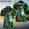 BlueJose Golf Fire Skull US Flag Customized Name, Team Name 3D Shirts (6 Colors)