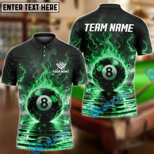 BlueJose Billiards Ball 8 Pool Thunder Lightning Personalized Name, Team Name Unisex Shirt (4 Colors)