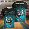 BlueJose Bowling Ball & Pins Fire Funny Bowling Ball Multicolor Options Personalized Name, Team Name 3D Shirt (4 Colors)