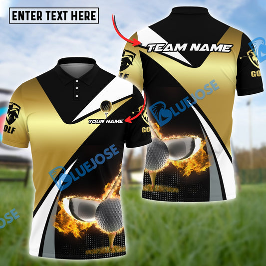 BlueJose Golf Fire Stand Customized Name, Team Name 3D Shirts (4 Colors)