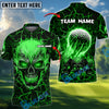 BlueJose Skull Golf Flaming Lava Ball Customized Name, Team Name 3D Shirts (4 Colors)