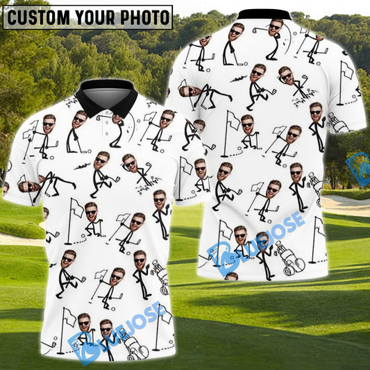 BlueJose Custom Photo Funny Golf Polo Shirts, Golfing Apparel, Golf Gift For Men