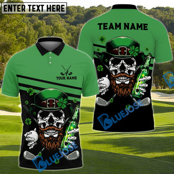 BlueJose Lucky Golf Skull Beer Shirt Customized Name, Team Name Shirts