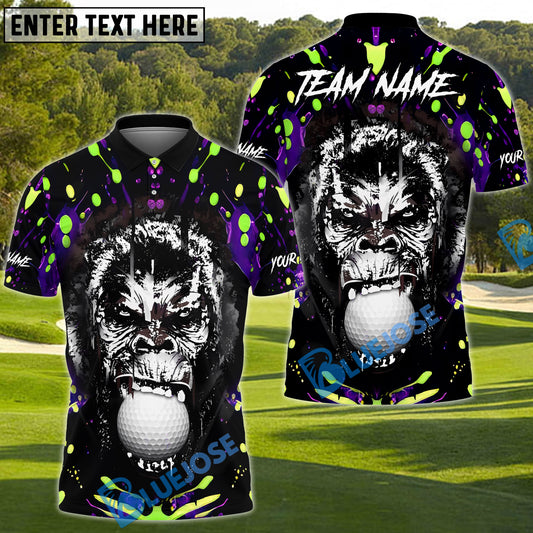 BlueJose Savage Gorilla Golf Polo Shirt Custom Name & Team Name 3D Shirts