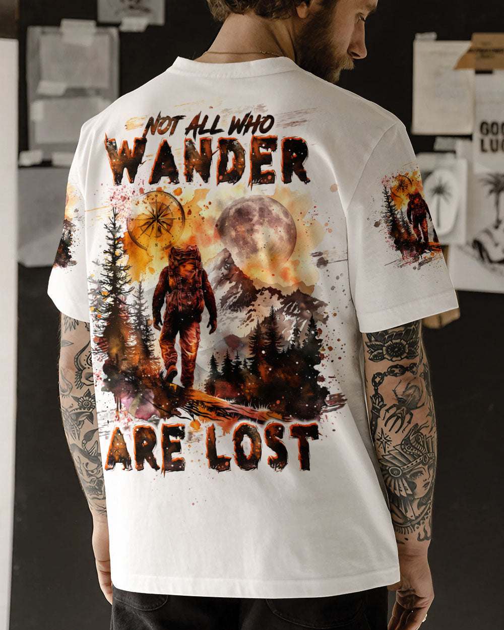 NOT ALL WHO WANDER ARE LOST BIGFOOT COMPASS ALL OVER PRINT - TLTW0110243