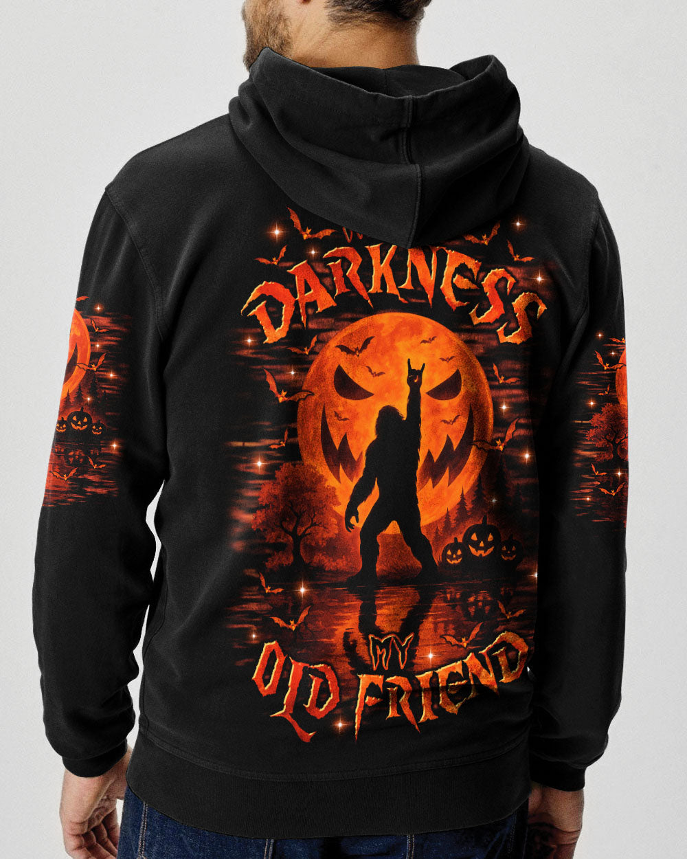 HELLO DARKNESS MY OLD FRIEND BIGFOOT HALLOWEEN ALL OVER PRINT - TLTR1808252